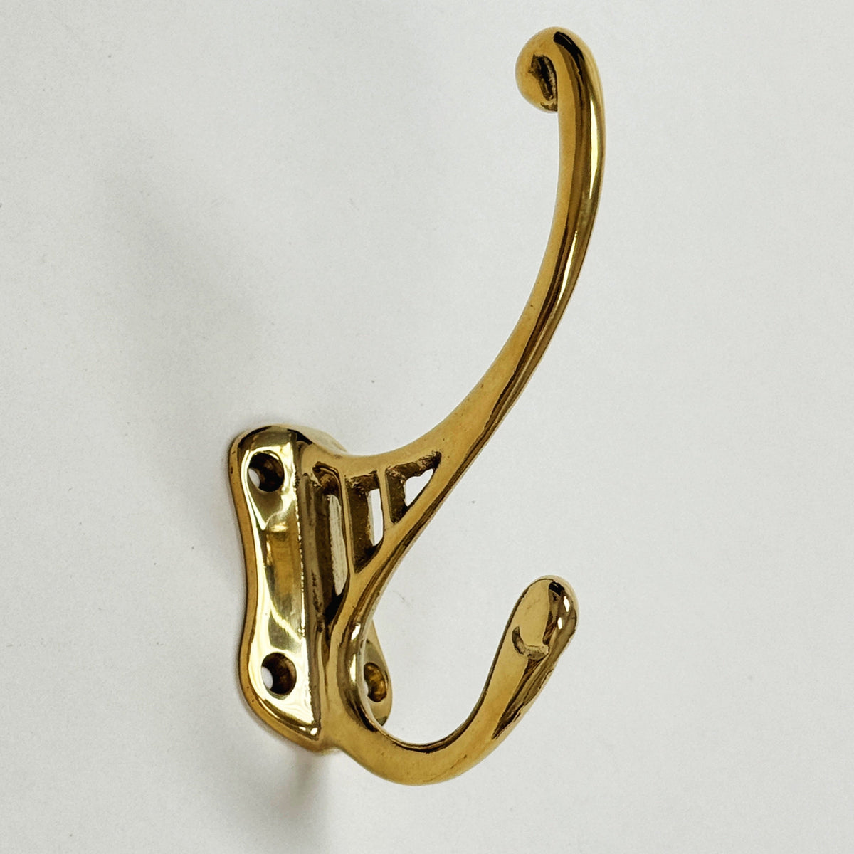 Polished Unlacquered Brass "Double" Wall Hook, photo 2 of 7