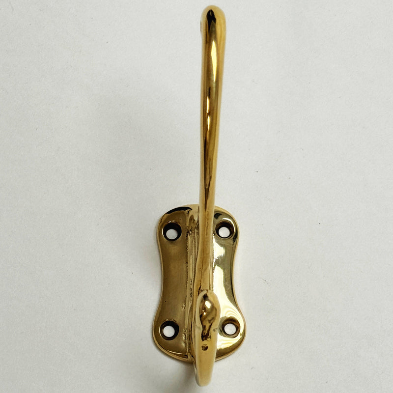Polished Unlacquered Brass "Double" Wall Hook, photo 3 of 7