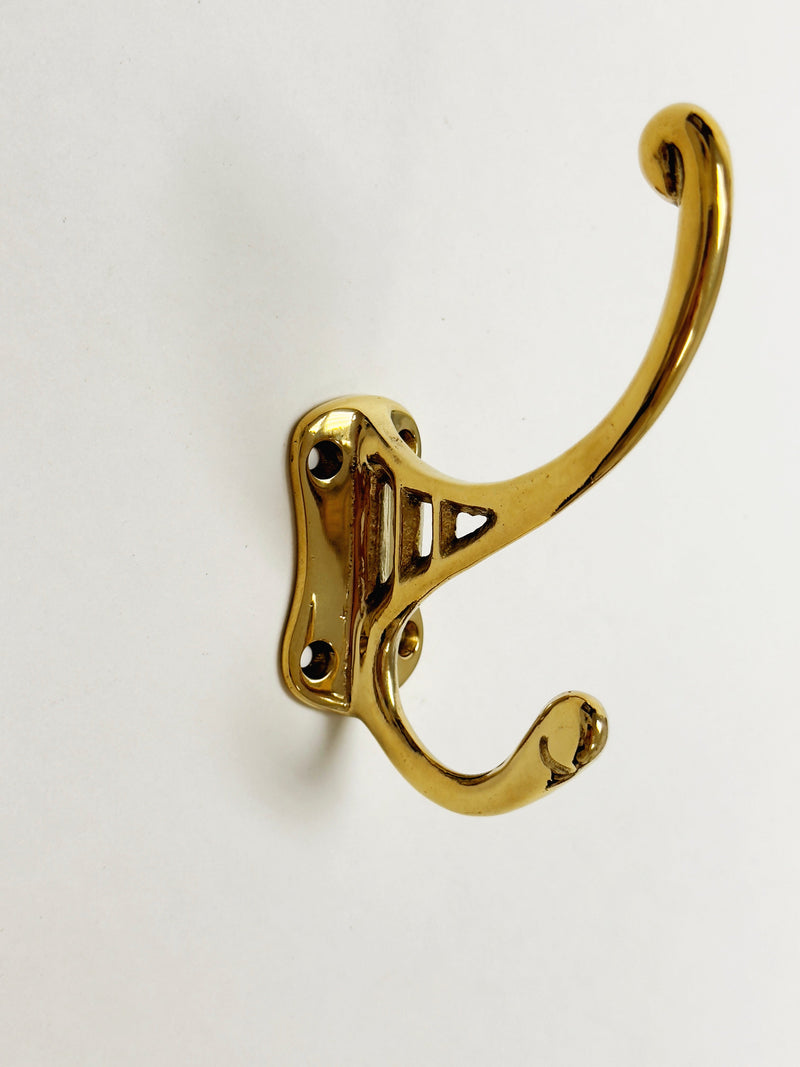 Polished Unlacquered Brass "Double" Wall Hook, photo 4 of 7