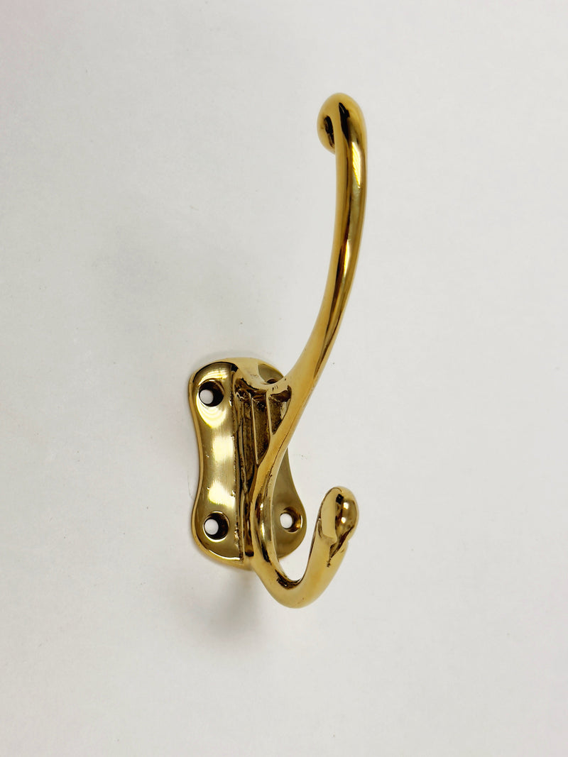 Polished Unlacquered Brass "Double" Wall Hook, photo 6 of 7