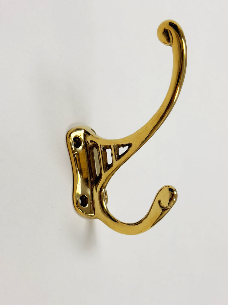 Polished Unlacquered Brass "Double" Wall Hook, photo 7 of 7