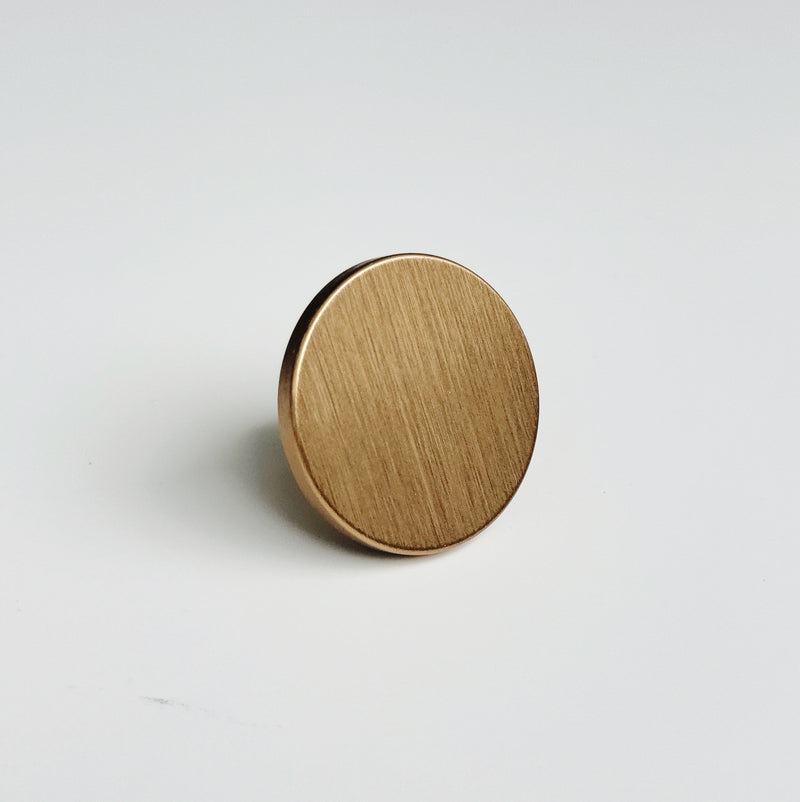 Brushed Bronze "Plato" Round Flat Cabinet Knob, photo 3 of 5