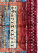 Afghani Khorjin Wool Rug – 7' x 9'10" – Vibrant Geometric & Tribal Patterns