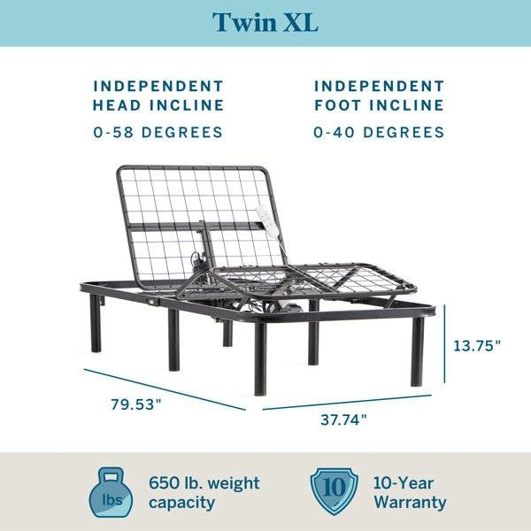 Twin XL Size Electric Head Foot Adjustable Bed Base with Remote, photo 5 of 5