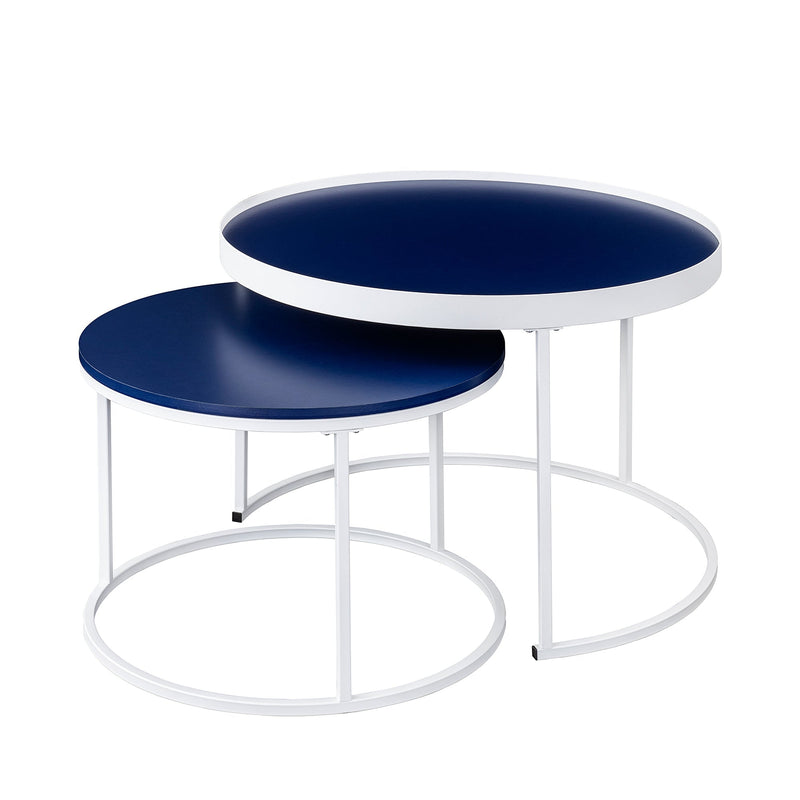 Modern Round Nesting Coffee Tables with Round Base, Set of 2