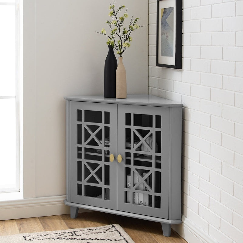 Gwen Fretwork Corner Accent Cabinet