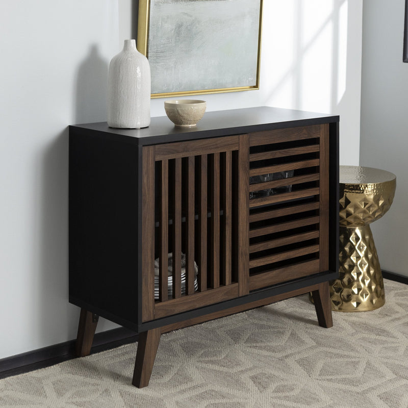 Bowie Modern Sliding Slat Door Accent Cabinet