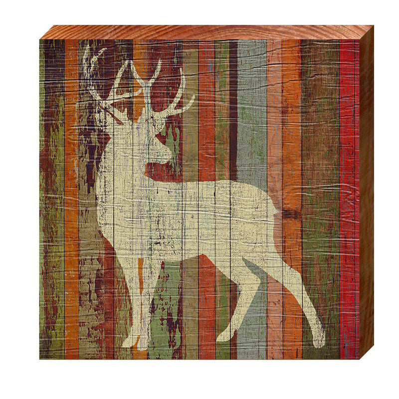 Deer Orange Boards | Wall Art Print on Real Wood