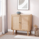 30" Wood and Rattan 2-Door Accent Cabinet