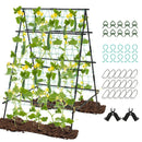 A-Frame Garden Cucumber Trellis with Netting for Climbing Plants Outdoor-Black by LJGDeals