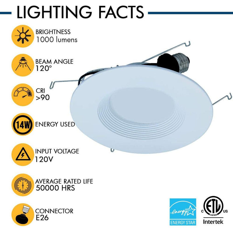 AH Lighting A7 6" LED Selectable 5CCT 14W Recessed Baffled or Smooth Retrofit Kit Reflector