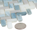 Blue Gray 12x12 Glossy Herringbone Glass Mosaic Tile (10 pack, 9.75 sq ft/case)