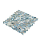 Blue Gray 12x12 Glossy Herringbone Glass Mosaic Tile (10 pack, 9.75 sq ft/case)