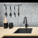 Blue 12x12 Glossy Herringbone Glass Mosaic Tile (10 pack, 9.75 sq ft/case) - Sample