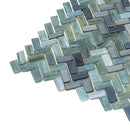 Gray Brown 12x12 Glossy Herringbone Glass Mosaic Tile (10 pack, 9.75 sq ft/case) - Sample