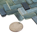 Gray Brown 12x12 Glossy Herringbone Glass Mosaic Tile (10 pack, 9.75 sq ft/case) - Sample