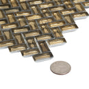 Gold 12x12 Glossy Herringbone Glass Mosaic Tile (10 pack, 9.75 sq ft/case)