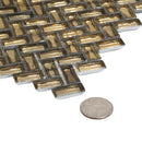 Gold 12x12 Glossy Herringbone Glass Mosaic Tile (10 pack, 9.75 sq ft/case) - Sample