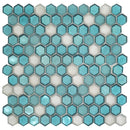 Blue 11x11 Glossy Matte Hexagon Glass Mosaic Tile (10 pack, 8.63 sq ft/case) - Sample