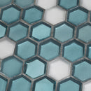 Blue 11x11 Glossy Matte Hexagon Glass Mosaic Tile (10 pack, 8.63 sq ft/case) - Sample