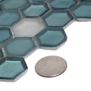 Blue 11x11 Glossy Matte Hexagon Glass Mosaic Tile (10 pack, 8.63 sq ft/case) - Sample