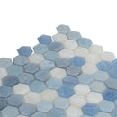 Light Blue 11x11 Glossy Hexagon Glass Mosaic Tile (10 pack, 8.63 sq ft/case) - Sample