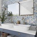 Light Blue 11x11 Glossy Hexagon Glass Mosaic Tile (10 pack, 8.63 sq ft/case) - Sample