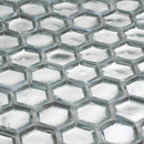Silver 11x11 Glossy Hexagon Glass Mosaic Tile (10 pack, 8.63 sq ft/case) - Sample