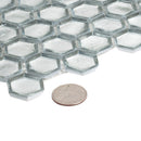 Silver 11x11 Glossy Hexagon Glass Mosaic Tile (10 pack, 8.63 sq ft/case) - Sample