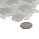 Cotton White 12x12 Glossy Hexagon Glass Mosaic Tile (10 pack, 9.67 sq ft/case) - Sample