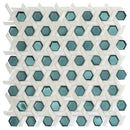 Teal Green 12x12 Glossy Hexagon Glass Mosaic Tile (10 pack, 9.67 sq ft/case)
