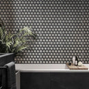 Black 12x12 Glossy Hexagon Glass Mosaic Tile (10 pack, 9.67 sq ft/case)