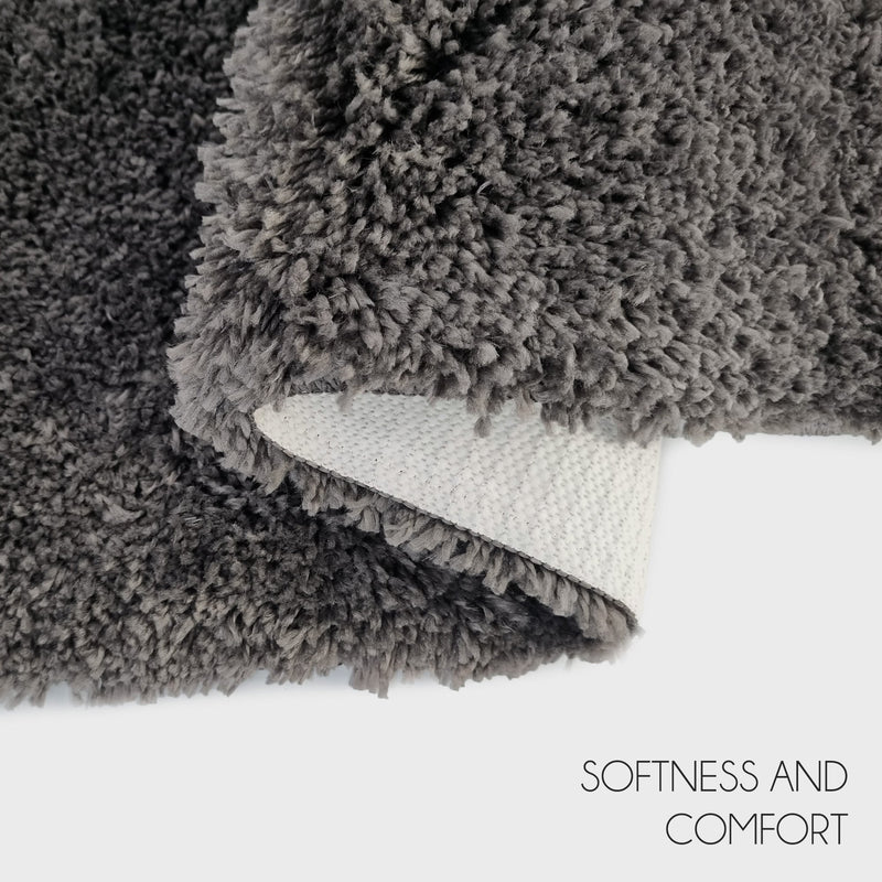Solid Gray Bathroom Rugs Sets, Shower Rugs with Toilet Rugs U Shaped |24" x 43.3"