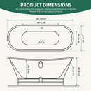AKICON 67" Cast Iron Freestanding Bathtub, Drain and Overflow Kit Included