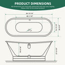 AKICON 67" Cast Iron Freestanding Bathtub, Drain and Overflow Kit Included by Akicon - Handmade