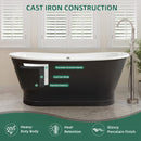 AKICON 67" Cast Iron Freestanding Bathtub, Drain and Overflow Kit Included by Akicon - Handmade