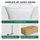 AKICON 67" Cast Iron Freestanding Bathtub, Drain and Overflow Kit Included by Akicon - Handmade