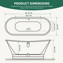 AKICON 67" Cast Iron Freestanding Bathtub, Drain and Overflow Kit Included by Akicon - Handmade