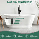 AKICON 67" Cast Iron Freestanding Bathtub, Drain and Overflow Kit Included by Akicon - Handmade