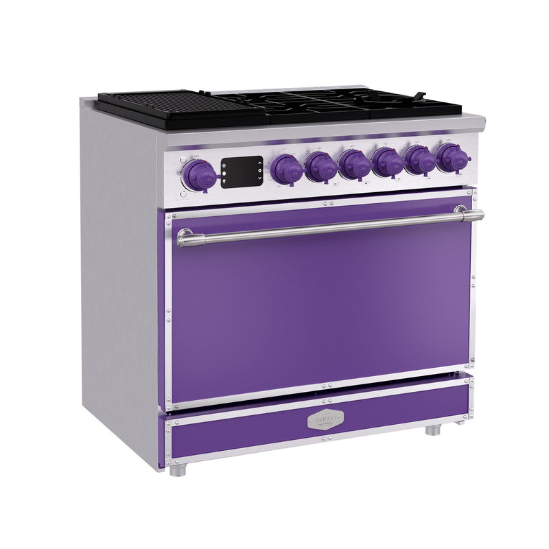 36 Inch Freestanding Custom Gas Range with 6 Sealed Burners Cooktop, Rapid Convection Oven, Natural Gas/LP Convertible - AK-G36N05A-3