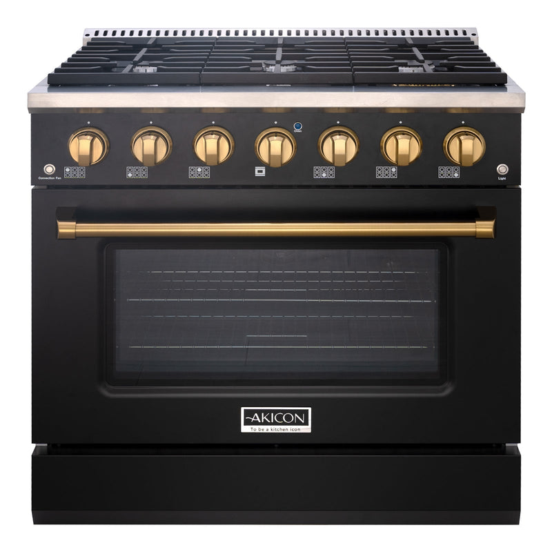 36" Slide-in Freestanding Professional Style Gas Range with 5.2 Cu. Ft. Oven, 6 Burners - AK-JK36A1-B