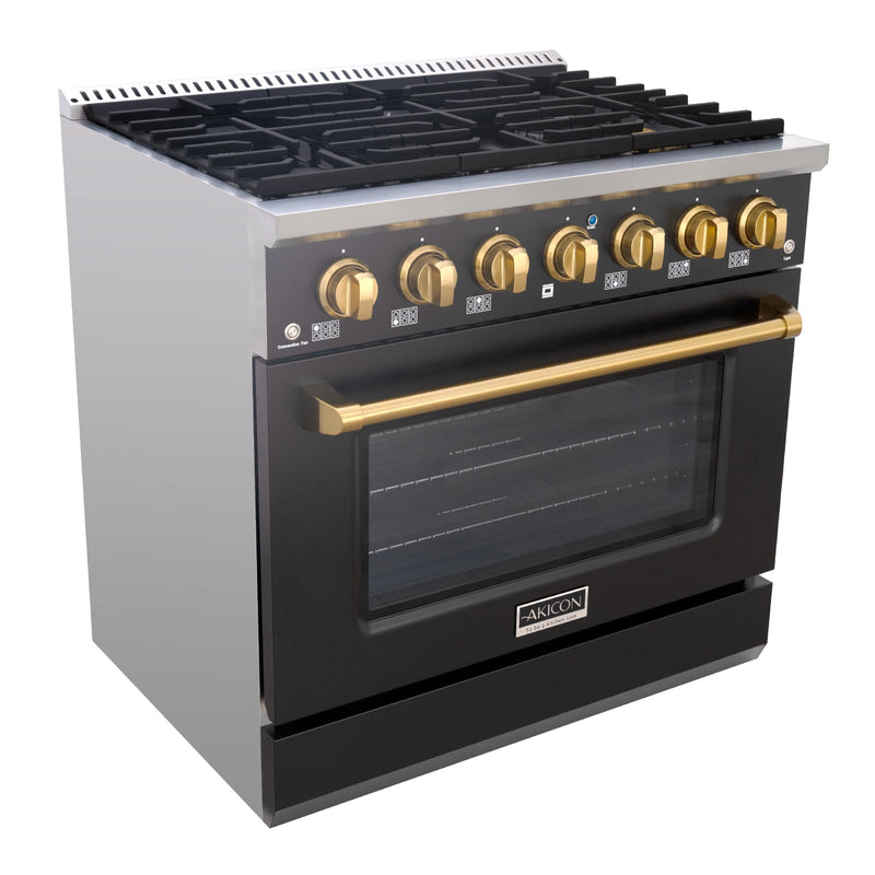 36" Slide-in Freestanding Professional Style Gas Range with 5.2 Cu. Ft. Oven, 6 Burners - AK-JK36A1-B