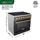 36" Slide-in Freestanding Professional Style Gas Range with 5.2 Cu. Ft. Oven, 6 Burners - AK-JK36A1-B