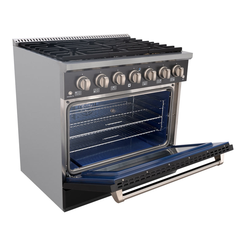 36" Slide-in Freestanding Professional Style Gas Range with 5.2 Cu. Ft. Oven, 6 Burners - AK-JK36A1-B