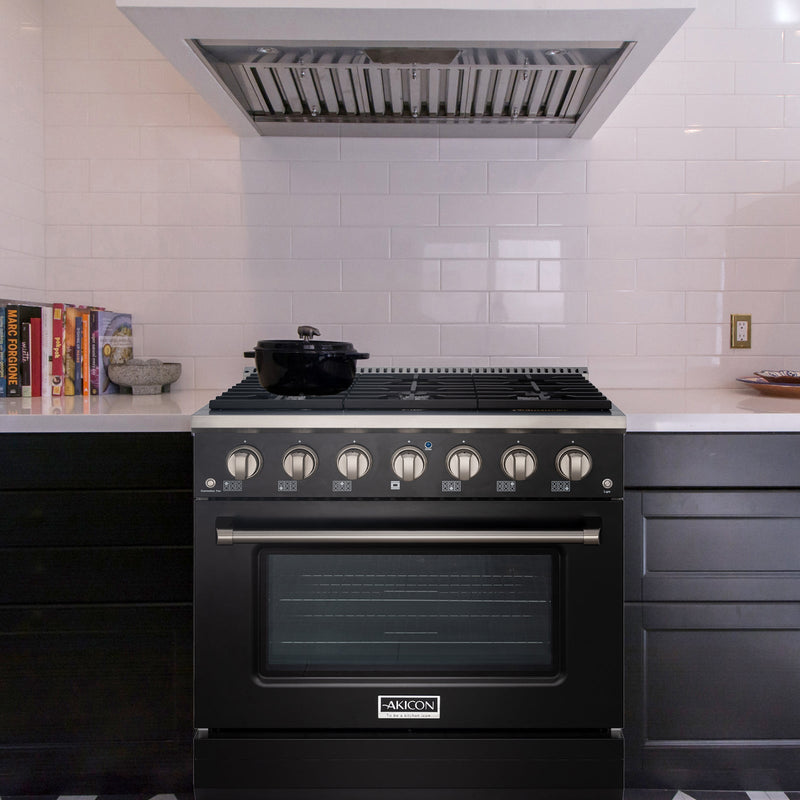 36" Slide-in Freestanding Professional Style Gas Range with 5.2 Cu. Ft. Oven, 6 Burners - AK-JK36A1-B