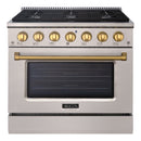 Akicon 36" Stainless Steel Range Hood with 600 CFM Insert & 6-Burner Gas Range Combo – Powerful Ventilation, Convection Oven, Multiple Finishes