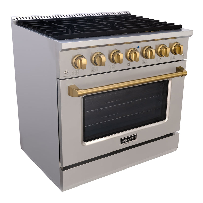 36" Slide-in Freestanding Professional Style Gas Range with 5.2 Cu. Ft. Oven, 6 Burners - AK-JK36A1-S