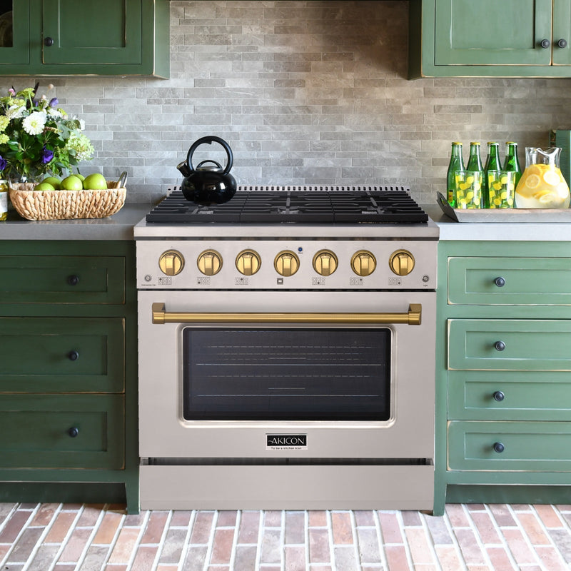 36" Slide-in Freestanding Professional Style Gas Range with 5.2 Cu. Ft. Oven, 6 Burners - AK-JK36A1-S