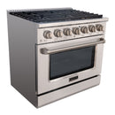 36" Slide-in Freestanding Professional Style Gas Range with 5.2 Cu. Ft. Oven, 6 Burners - AK-JK36A1-S