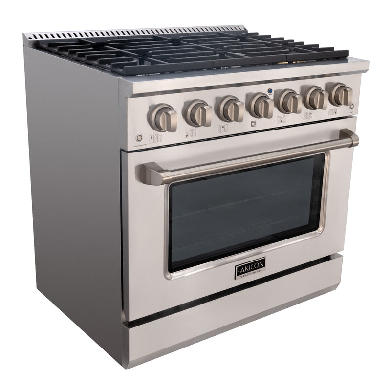 36" Slide-in Freestanding Professional Style Gas Range with 5.2 Cu. Ft. Oven, 6 Burners - AK-JK36A1-S